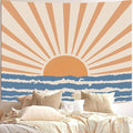 Atrippy Boho Hippie Sun Wall Tapestry for Bedroom Aesthetic, Bohemian Retro 70s Tapestries Hanging, Vintage Indian Sunset Sea Wave Art Poster for Living Room Dorm Decor (51" X 60")