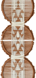 Flber Macrame Wall Hanging Brown and white Boho Wall Decor Art Living room wall art Round Handmade Geometric Lines Home Décor 11.8W x 65L