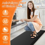 Extra Large Kitchen Mat Rug, Floor Comfort Mat with Non-Slip Bottom, Waterproof & Stain Resistant & Easy Clean, Standing Desk Mat for Kitchen, Sink, Office (17.3''x60'', Black)