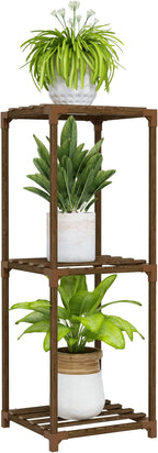 Bamworld Small Plant Stand Indoor 3 Tier Plant Shelf Outdoor Corner Plant Holder for Multiple Pots Single Plant Stand for Patio Balcony Garden