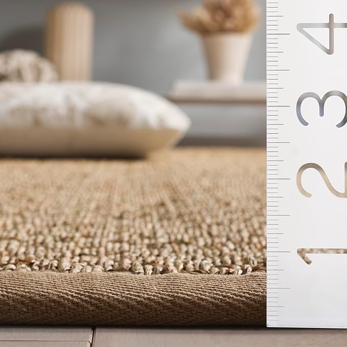 SAFAVIEH Area Rug 3x5 - Natural Fiber Collection - Natural & Beige, Seagrass, Basketweave Pattern with Border (NF114A)