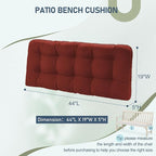 downluxe Outdoor Bench Cushion for Patio Furniture, Water Resistant Tufted Overstuffed Porch Swing Cushions, Thick Outdoor Loveseat Cushions, 44" X 19" X 5", Brick Red, Set of 1