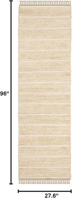 SAFAVIEH Natural Fiber Collection Runner Rug - 2'3" x 8', Ivory & Ivory, Handmade Tassel Jute, Ideal for High Traffic Areas in Living Room, Bedroom (NF550B)