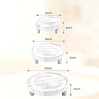3PCS Wooden Display Stand， Rustic Whitewashed Wood Risers for Home Decor - Decorative Stackable Shelf for Plants, Candles, Books - Farmhouse Pedestal Stand (6” 8” 10”) (White coloe)