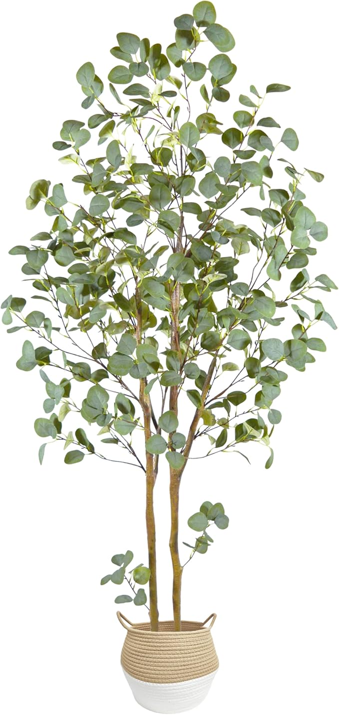Artificial Eucalyptus Tree, 6ft Tall Faux Eucalyptus Plant with Basket for Home Office, 72'' Fake Tree for Indoor Outdoor Livingroom Garden Floor Décor