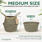 Plant Baskets – Large Seagrass Planter for Tall Indoor Faux Olive Tree, Woven Wicker Rattan Pot for Boho Decor 9-10 Inch (Black, Large & Medium)