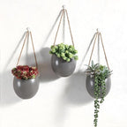 Set of 3 Ceramic Hanging Planters for Small Plants & Artificial Greenery, Wall Decor for Bathroom Living Room Bedroom Home Office Corridors