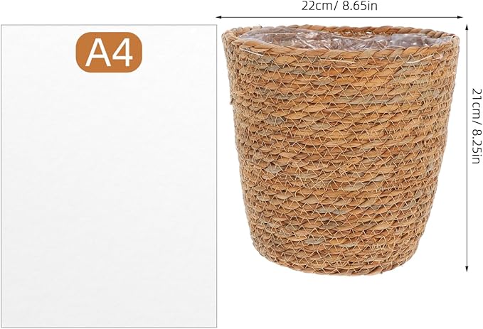 SUPVOX 2pcs Woven Plant Basket with Plastic Liner, Rattan Flower Pot Cover for Indoor Plants - Boho Farmhouse Home Decor