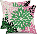 DFXSZ Green Pink Black Flower Pillow Covers 18x18 Inch Set of 2 Outdoor Throw Pillows Outdoor Waterproof Decor for Living Room Sofa Patio Funiture Garden Floral Polyester Pillow Covers 012B18