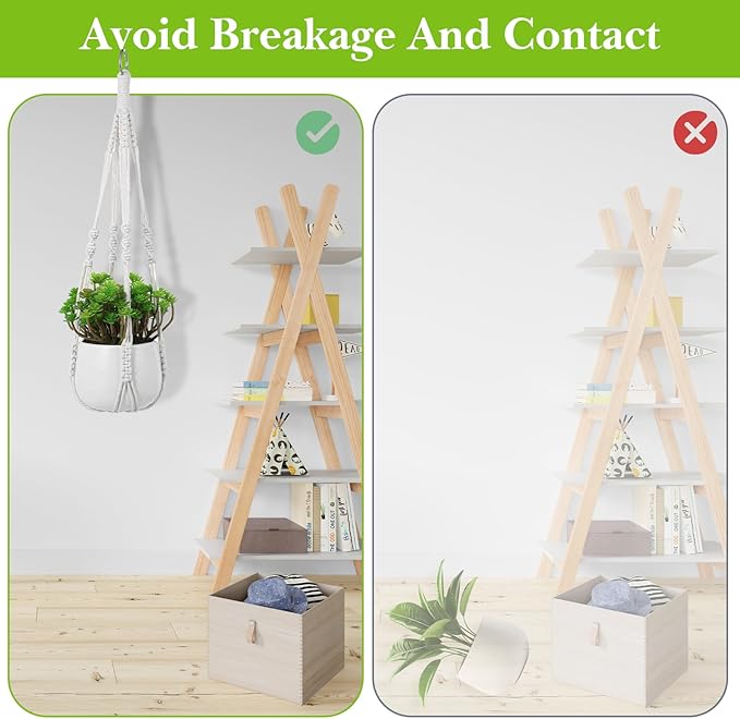 White Macrame Plant Hanger Set, 2 Pack Boho Hanging Plant Holder, Plants Hanger for Indoor Outdoor Home Decoration, 21 Inchs Braided Cotton Hanging Planters for Indoor Plants, No Tassels