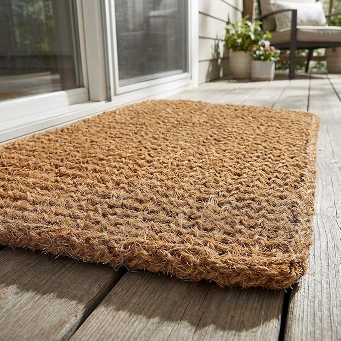 Kempf Dragon Weave Coco Coir Doormat, 22" x 36", Hand-Twisted Interwoven Fibers, Breathable Woven Backed Scraper Mat for Indoor Outdoor Entryways