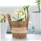 Hemoton Seagrass Planter Basket Faux Rattan Flower Pot for Plants Decorative Storage Hamper for Rustic Boho Style Versatile Plant Container