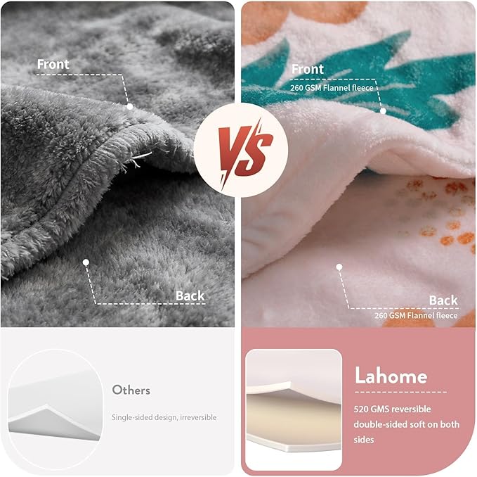 Lahome Floral Fleece Blanket for Women Girls Dorm Boho Decor, Small Throw Blanket for Couch Bed Chair Cover, Decorative Fleece Blanket Throws Mom Gift Spring Home Decor,Border Flower Pink 50x60