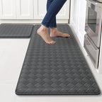 Kitchen Mats, 2PCS Kitchen Rugs, Cushioned Anti Fatigue Kitchen Mats for Floor, Non-Slip Standing Sink Mat, Waterproof Kitchen Rug Set for Kitchen Floor Office,17.3"×30"+17.3"×47" Grey