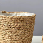 2PCS Plant Basket Indoor with Plastic Liner Water Hyacinth Woven Planters Flower Baskets Holder Liners Home Decor