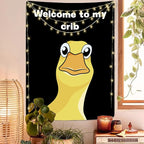Jhdstore Funny Tapestries Welcome To My Crib Flag Funny Tapestry 3x4Ft Indoor Outdoor Wall Art Tapestry for Bedroom Teens Room Decoration Living Room Bedroom Decorations Cool Stuff for Your Room