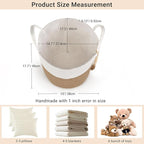 Mkono Woven Storage Basket Decorative Rope Basket Wooden Bead Decoration for Blankets,Toys,Clothes,Shoes,Plant Organizer Bin with Handles Living Room Home Decor, 15"Wx17.7"L,White and Yellow