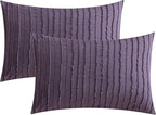 JELLYMONI Pillowcases Standard Size Purple 2 Pack Boho Striped Bed Pillow Covers 20x26in Polyester Envelope Pillow Shams Tufted Bohemian Textured (Pillows are not Included)