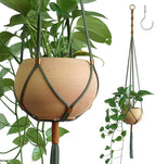 Macrame Plant Hanger Polyester Rope 42 Inch Outdoor Indoor Adjustable Hanging Planter for up to 10 Inch Plant Pot Modern Boho Home Decor (1, Forest Green/Burnt Orange)