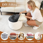 2PCS 20 * 20 * 12inch Unstuffed Ottoman Pouf Cover Unfillable Pouf Cover Foot Rest with Storage Corduroy Round Foot Stool Covers for Living Room Bedroom Home Decor,White