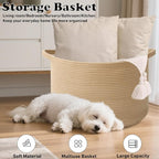 90L Large Blanket Basket,21.7"L x 21.7"W x 13.8"H Rope Woven Baskets with Handles, Toys Storage Bins,Laundry Basket Perfect for Living Room, Nursery,Bedroom,Home Organization,Camel