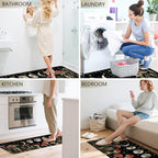 Mushrooms Rugs for Kitchen Floor,Moon Anti Fatigue Mats for Kitchen Floor Non Slip, 2PCS Rubber Kitchen Mat, Washable Cushioned Runner Carpet Rug for Sink Laundry 15.7"×27.5" +15.7"×47" 3.5mm Black