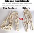 43 Inches Macrame Plant Hanger Large for 12 inch Pot Extra Long No Tassel Cotton Rope Hanging Plant Holder with Ceiling Hook Bohemian Home Decor