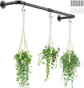 Plant Hanging Rod, with 3Pcs Macrame Plant Hangers and 3 Hooks, 32" Plant Hanger Indoor, Hanging Planter for Indoor Plants, Window Wall Ceiling Plant Hanger (POTS & PLANTS NOT INCLUDED)…