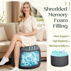 Round Corduroy Ottoman Foot Rest Pouf for Living Room Couch - Soft Plush Shredded Foam Filled Hassock Stool, Comfy Footstool