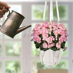 Macrame Plant Hanger, Hanging Planter Basket with Wood Beads, Decorative Boho Flower Pot Holder for Indoor and Outdoor, Ivory, 35 Inch Set of 2 (POTS NOT Included)