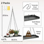 2 Pack Plant Hanger Indoor Outdoor (Length -15.5"), Metal Hanging Plant Shelf, Large Hanging Planter for Indoor Plants | Hanging Plant Holder, Extender Chain, NO Plant/Pot incld (2 Packs)