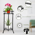 THKFUL 2Pack Plant Stand Indoor Outdoor,20.3" Heavy Duty Metal Pot Plants Stands for Multiple Plant,2 Tier Corner Flower Pot Stand Holder Rack Planter Display for Patio Garden Balcony(Black)