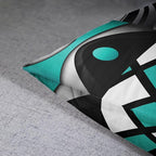 Emvency Set of 4 Teal Throw Pillow Covers Modern Abstract Black Grey Stripes Gray White Acrylic Bold Decorative Pillow Cases Home Decor Square 18x18 Inches Pillowcases