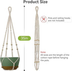 USLAI Macrame Plant Hanger Indoor Outdoor, Fits 4 to 15 Inch Pots, Strong Hanging Planter Holder, Boho Home Decor, 35 Inch, Ivory, Set of 3 (POTS NOT Included)