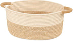 Woven Basket for Toys, Blankets & Gifts Empty ,Cotton Rope Storage Basket with Reinforced Handles for Nursery,Livingroom,Bedroom,Bathroom & Home Decor,17.72" x 9.45" x 7.09 (S)
