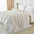 lifein Throw Blanket for Couch-Cream Wave Boho Throw Blanket, Soft Fleece Plush Lightweight Blankets&Throws for Woman, Fuzzy Decorative Blankets for Livingroom Bed Sofa Chair(50x60in,Cream)