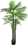 8ft Artificial Phoenix Palm Tree 3 Trunks UV Resistant Fake Palm Plants Outdoor Indoor Large Faux Coconut Silk Palm Plants Tropical Fake Tree for Outside Porch Patio Garden Home Office Decor (96inch)