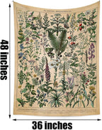 Vintage Flowers Tapestry 48”x36”, Long Vertical Wall Hanging Reference Illustrative Botanical Tapestries for Bedroom Aesthetic Floral Tapistry Botanical Plants Tapestry Wall Hanging Cute Bedroom Decor