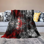 Black Red Mandala Throw Blanket Abstract Yellow Red Black Boho Floral Modern Blanket for Sofa Bed Couch Chair Or Dorm 40"x50"