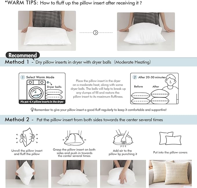 MIULEE 12 x 20 Pillow Inserts (Set of 2) -Decorative Throw Pillows with 100% Cotton Covers Rectangle for Sofa Couch