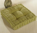 ChezMax Floor Pillow & Cushion, Large Meditation Chair Cushions, Thick Square Seat Pad, Soft Velvet Tufted Seating Pouf for Indoor/Outdoor Yoga Bench Rocking Chair Room Tatami Sofa, Green 18" x 18"