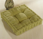ChezMax Floor Pillow & Cushion, Large Meditation Chair Cushions, Thick Square Seat Pad, Soft Velvet Tufted Seating Pouf for Indoor/Outdoor Yoga Bench Rocking Chair Room Tatami Sofa, Green 18" x 18"