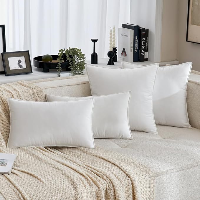 MIULEE Pure White Velvet Throw Pillow Covers 26x26 Soft Decorative Solid Square Euro Sham Cushion Cases Pack of 2 Modern Luxury Home Decor for Couch, Sofa, Bedroom