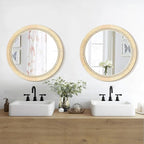 ULIKE Rattan Wicker Mirror for Bathroom, 30 Inch Boho Woven Decorative for Wall, Rustic Farmhouse Vanity Mirror, Round Rattan Mirrors for Living Room Entryway Bathroom Bedroom