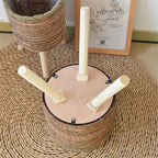 Woven Rattan Woven Plant Pot On Wooden Standing Legs, Round Floor Rattan Plant Stand Holder, Wicker Plant Basket with Stand for Living Room Balcony Home Decor