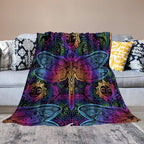 Mandala Boho Throw Blanket Colorful Dragonfly Sun Bohemian Blanket for Sofa Bed Couch Chair Or Dorm 60"x80"