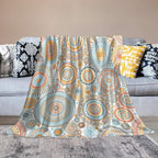 Boho Floral Throw Blanket Abstract Mid Century Mandala Bohemian Blanket for Sofa Bed Couch Chair Or Dorm 40"x50"
