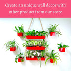 LaLaGreen Hanging Wall Planter - 16 Inch Three Tier Plant Hanger for Succulent Indoor Herb Planter Metal Wall Plant Holder Bright Red Christmas Decor, Vertical Garden Hanging Planter Shelf Outdoor