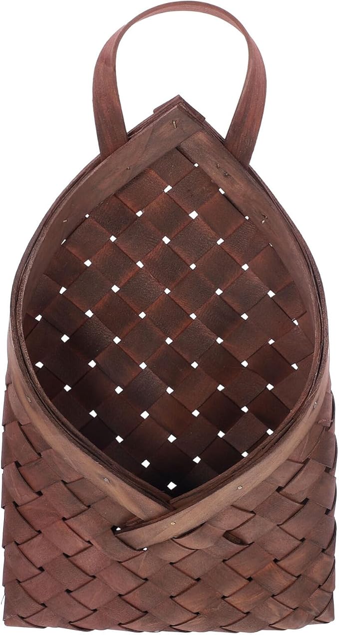 Luxshiny Rustic Style Woven Wall Storage Basket 12.20X6.69X2.55In Hanging Organizer for Flowers Plants Kitchen Bathroom Decorative and Versatile Storage