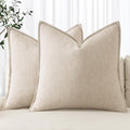 MIULEE Decorative Linen Pillow Covers 20x20 Inch Natural Beige Boho Farmhouse Neutral Couch Throw Pillows for Bed Pack of 2 Accent Modern Pillowcase Sofa Livingroom Home Decor